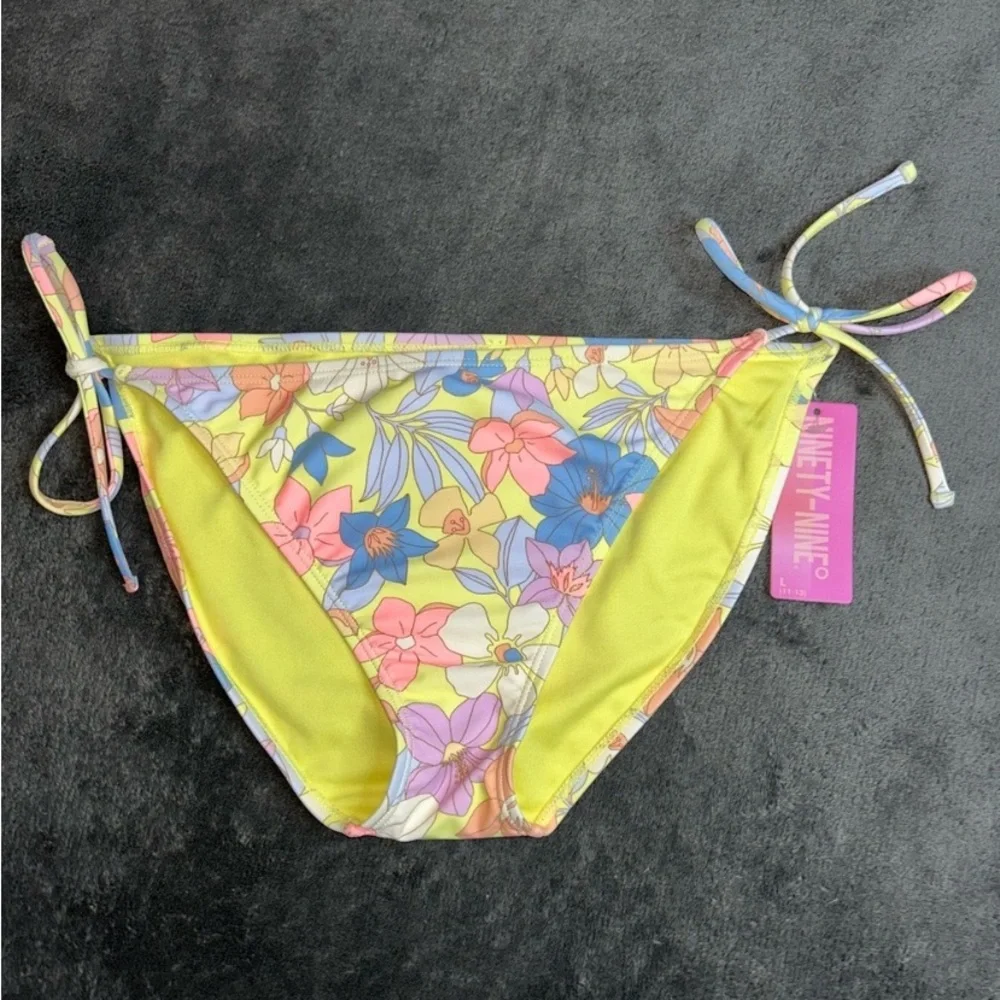 NWT Ninety-Nine Waikiki side tie hipster Bikini Bottoms in Large - Picture 2 of 4